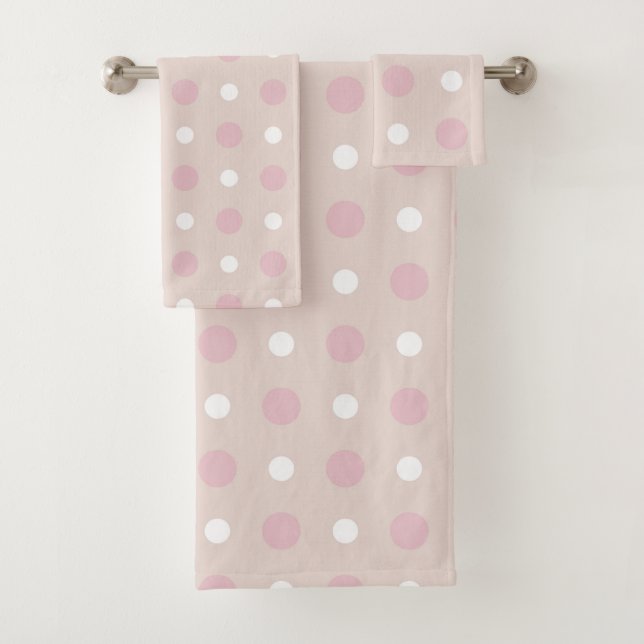 Conjunto De Toalhas Pontos cor-de-rosa e brancos (Insitu)