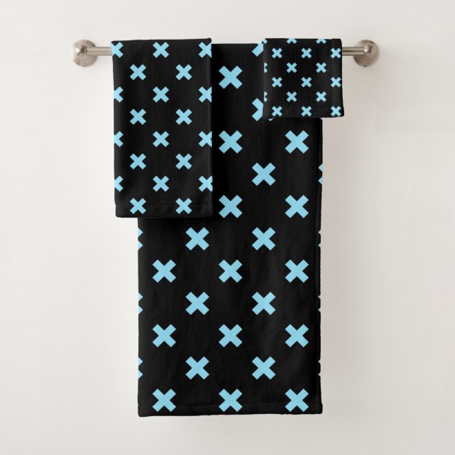 Conjunto De Toalhas Pontos crus azuis do bebê em preto (Insitu)