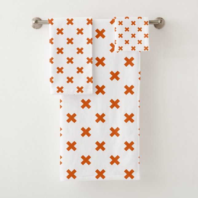 Conjunto De Toalhas Pontos de cruz laranja em branco (Insitu)