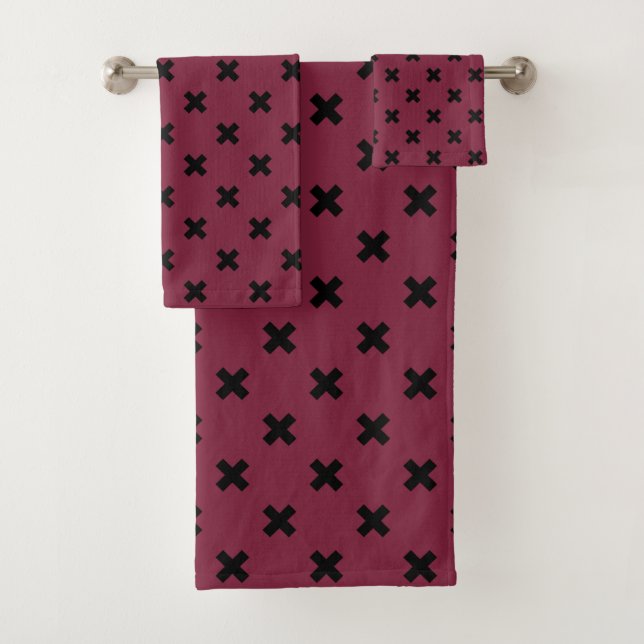 Conjunto De Toalhas Pontos de cruz pretos na amora (Insitu)