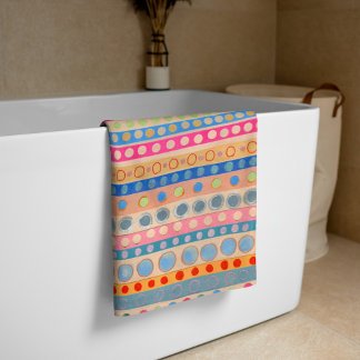 Conjunto De Toalhas Pontos e Listras Multi Pastel