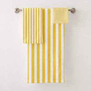 Conjunto De Toalhas Pontos e tiras - Turquesa e Amarelo