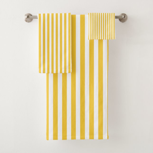 Conjunto De Toalhas Pontos e tiras - Turquesa e Amarelo (Insitu)
