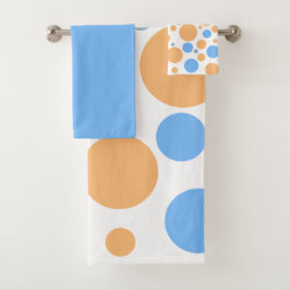 Conjunto De Toalhas Pontos Geométricos Laranja Cinza Azul