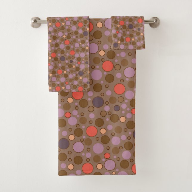 Conjunto De Toalhas Pontos marrons laranja multicoloridos  (Insitu)