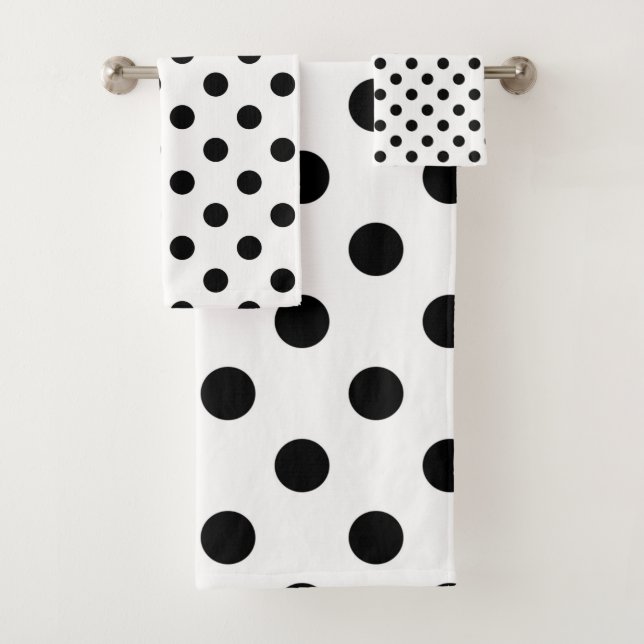 Conjunto De Toalhas Pontos Polka Preto e Branco Pontilhado (Insitu)