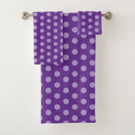 Conjunto De Toalhas Pontos Polka Roxos