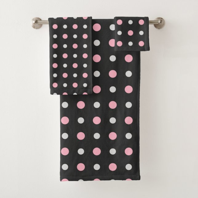 Conjunto De Toalhas Pontos pretos, rosa, cinza e branco (Insitu)