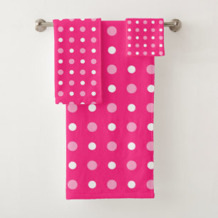 Conjunto De Toalhas Pontos rosa e branco quentes