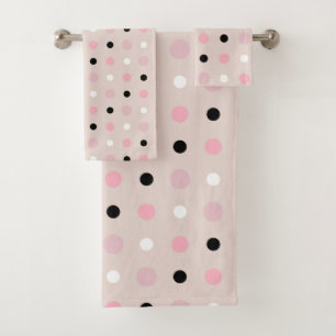 Conjunto De Toalhas Pontos rosa e pretos
