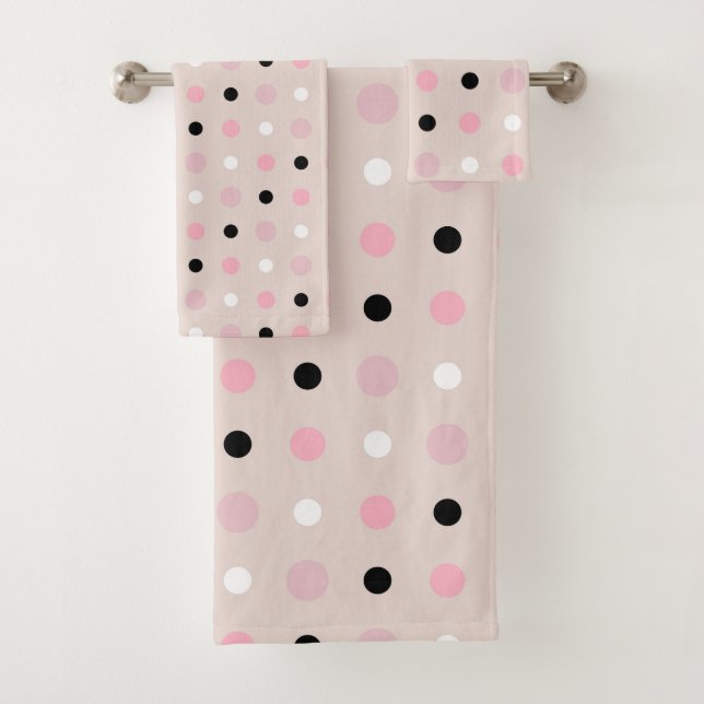 Conjunto De Toalhas Pontos rosa e pretos (Insitu)