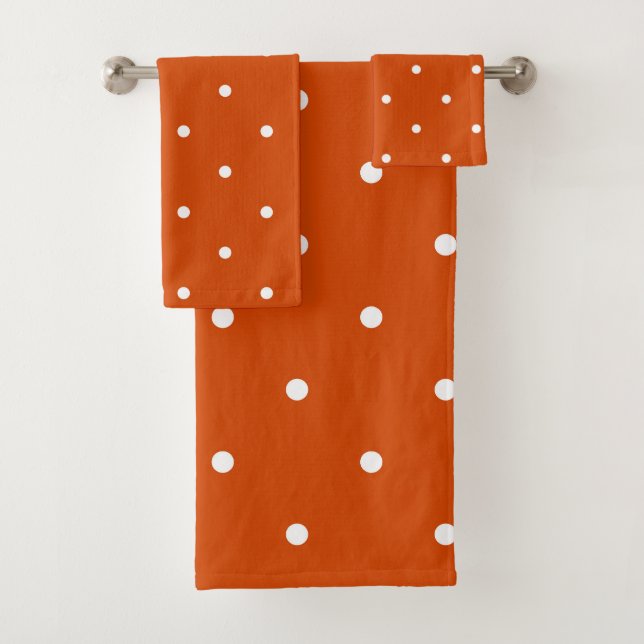Conjunto De Toalhas pontos vermelhos laranja e branco (Insitu)