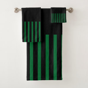 Conjunto De Toalhas Pop de faixas de cor - verde, creme e preto