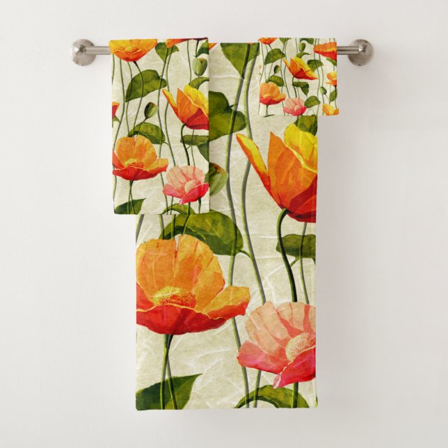 Conjunto De Toalhas Poppies Brilhantes (Insitu)