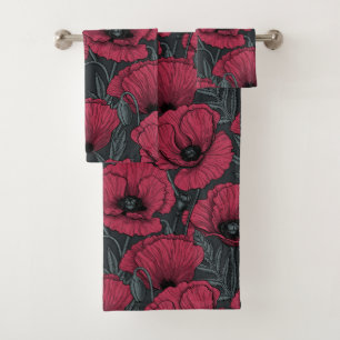 Conjunto De Toalhas Poppies em Viva Magenta