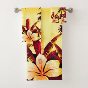 Conjunto De Toalhas Por do sol tropical com palmas