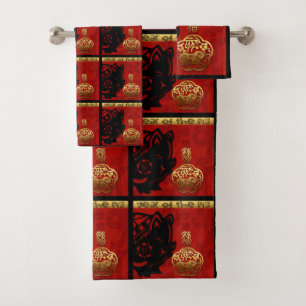 Conjunto De Toalhas Porco Chinês, Ano Zodíaco, Bath Set