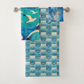 Conjunto De Toalhas Portuguese Ocean Waves & Seagulls Towel Set – Coas