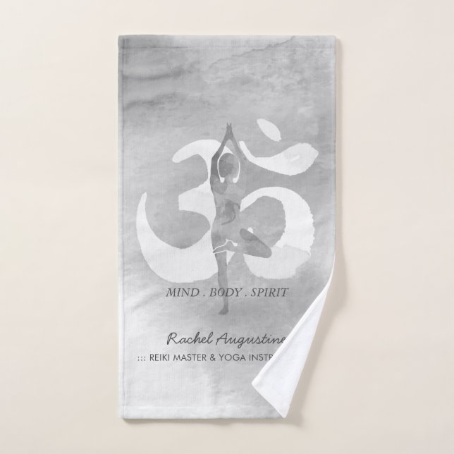 Conjunto De Toalhas Pose Om - Sinal de Árvore de Meditação YOGA Instru (Toalha de mão)