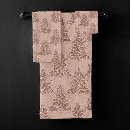 Conjunto De Toalhas Posh Tree Pattern | Glam Rosa Dourado Blush Christ