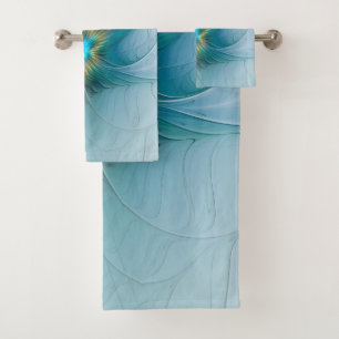 Conjunto De Toalhas Pouca flor Dourado azul moderna do Fractal da