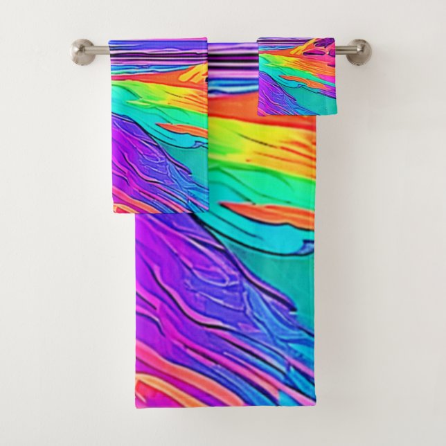 Conjunto De Toalhas Praia Arco-íris: Diversão Cartoon (Insitu)