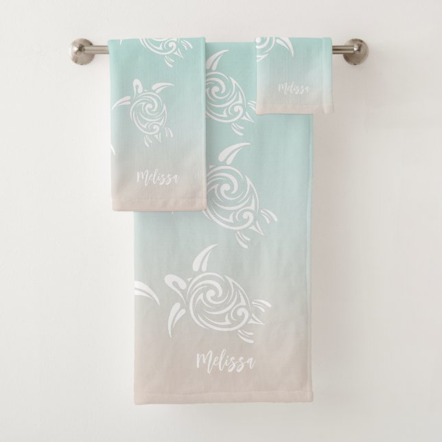 Conjunto De Toalhas Praia de Tartarugas Brancas Temática (Insitu)
