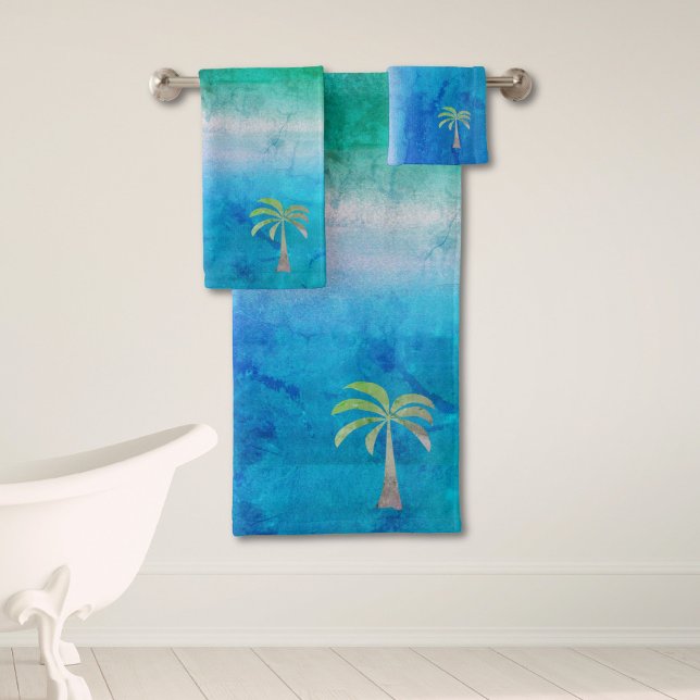 Conjunto De Toalhas Praia Tropical com Palmeira Distress (Criador carregado)