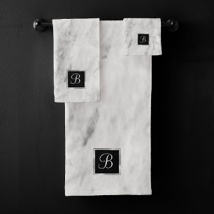 Conjunto De Toalhas Prata branca Elegante e Cinzas texturizadas mármo