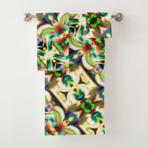 Conjunto De Toalhas Prata verde e colorido com estilo de vidro áspero