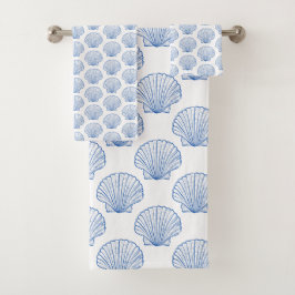 Conjunto De Toalhas Prateleiras Azuis Costeiras em Branco