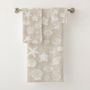 Conjunto De Toalhas Prateleiras Brancas de Cream Beige