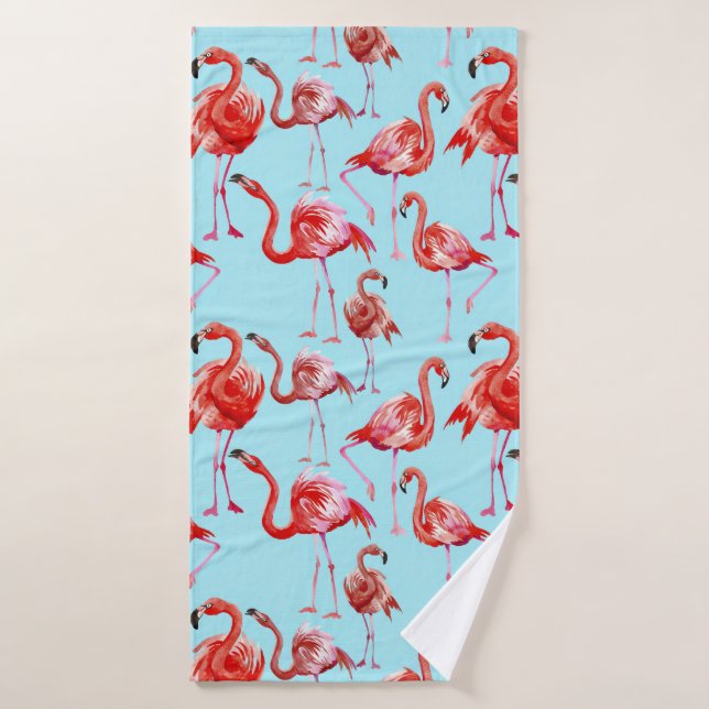 Conjunto De Toalhas Prato de Aloha Flamingo rosa no Teal (Toalha de Banho)