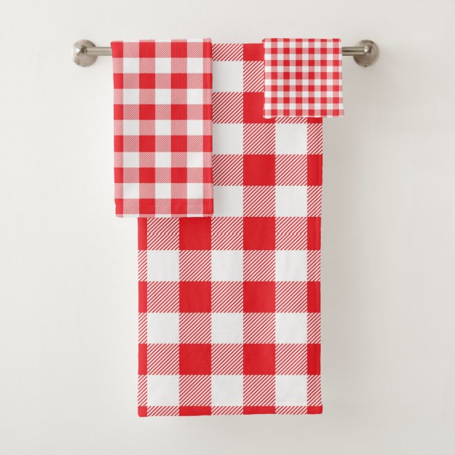 Conjunto De Toalhas Premium Stylish Red and White Checkered (Insitu)