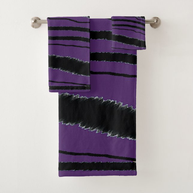 Conjunto De Toalhas Presente com Estampa de Animal Roxo Preto (Insitu)