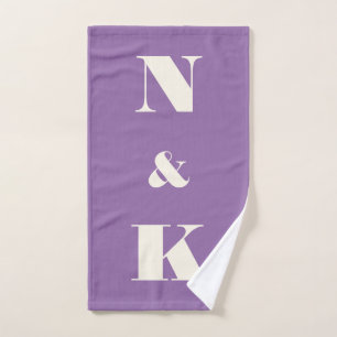 Conjunto De Toalhas Presente de Casamento Monograma de Casais em Roxo