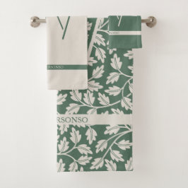 Conjunto De Toalhas Presente de flor esmeralda verde personalizado par