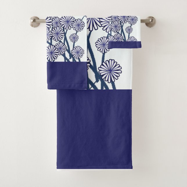 Conjunto De Toalhas Presente de Flores Azuis (Insitu)