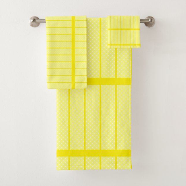Conjunto De Toalhas Presente de Listra de Ponto Amarelo (Insitu)