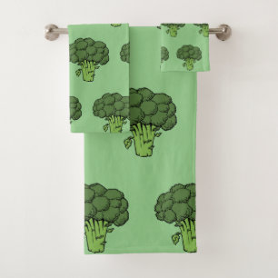 Conjunto De Toalhas Presente de vagem verde de brócolis