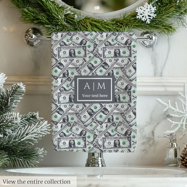 Conjunto De Toalhas Presente engraçado clássico com estampa de dólar e (Funny gift chic money lover’s monogram birthday)