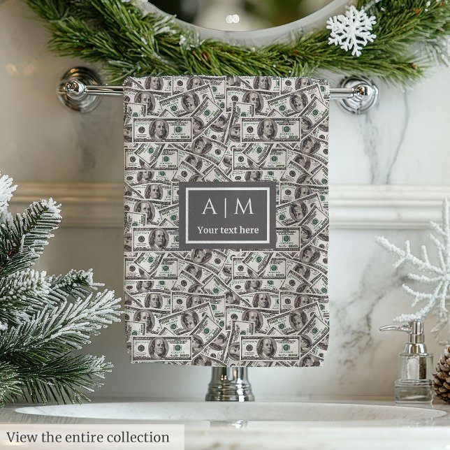 Conjunto De Toalhas Presente engraçado padrão dólar moderno nome perso (Funny gift modern dollar pattern personalized wrap)