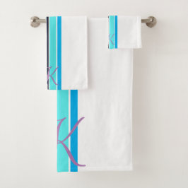 Conjunto De Toalhas Presente Minimalista com Listras Azul Brilhante e 