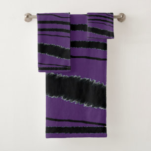Conjunto De Toalhas Presente para impressão em animais pretos roxos
