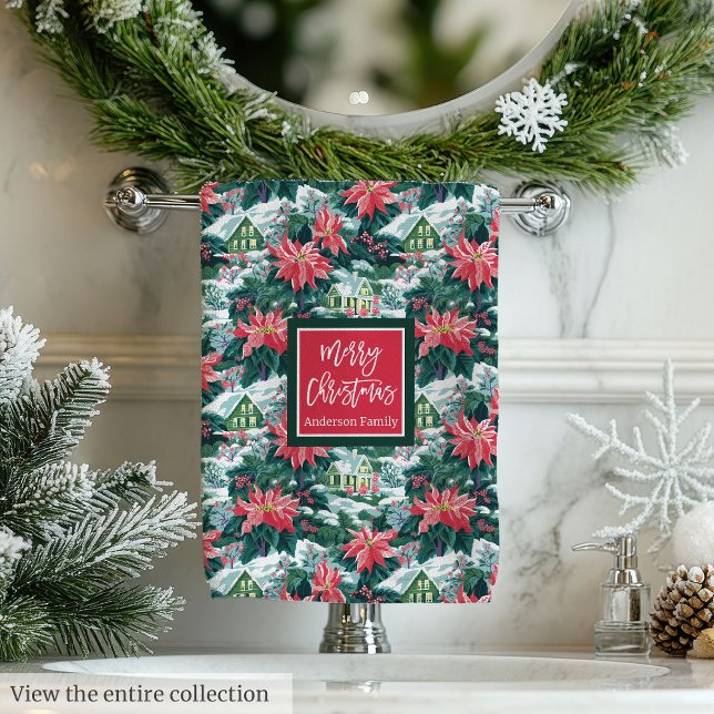 Conjunto De Toalhas Presente préppy de Natal rosa quente e verde chic (Chic hot pink and green Christmas preppy gift Bath Towel Set )