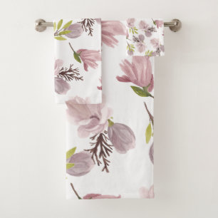 Conjunto De Toalhas Presente romântico para seu padrão de flor de aqua