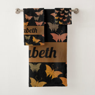 Conjunto De Toalhas preto brilhante, brilhante, borboletas, banho excl