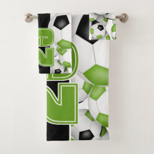 Conjunto De Toalhas preto brilhante Muitas bolas de futebol esportes