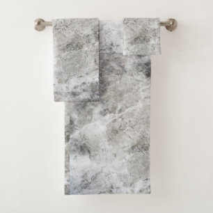Conjunto De Toalhas Preto-carvão e padrão de mármore branco