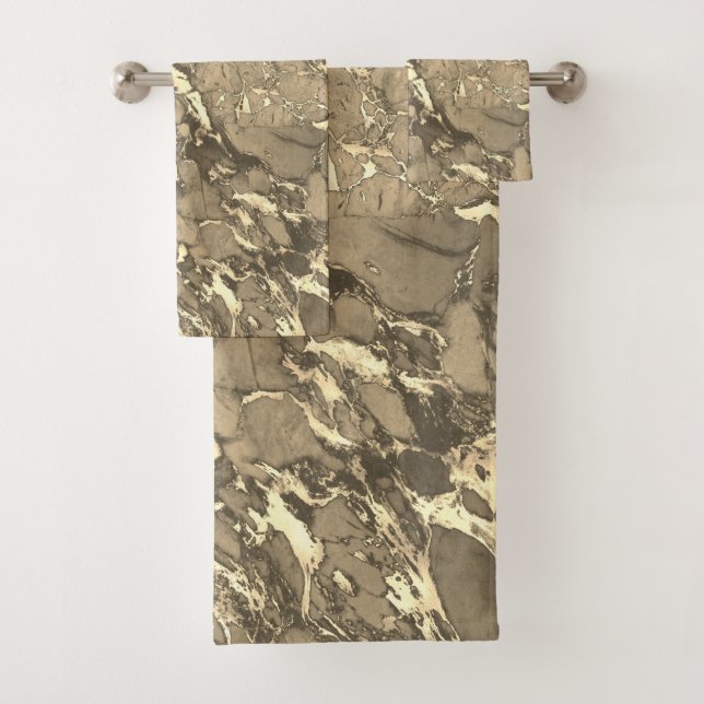 Conjunto De Toalhas Preto, Cinza e mármore Dourado (Insitu)